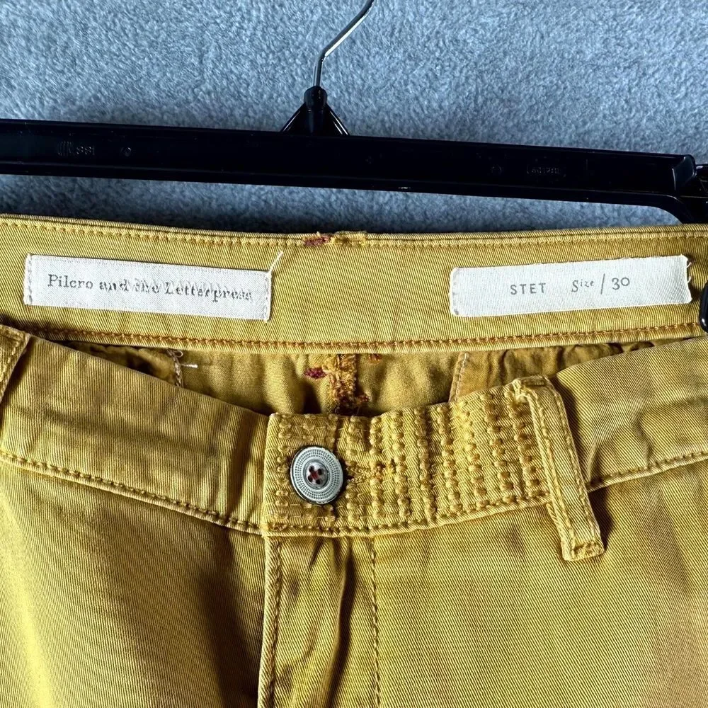 Anthropologie Pilcro and The Letterpress Stet Pants Women's 30 Mustard Mid Rise‎